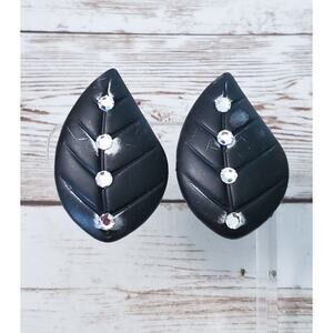 Vintage Jeff Lieb Clip On Earrings - Black - Paint Damage